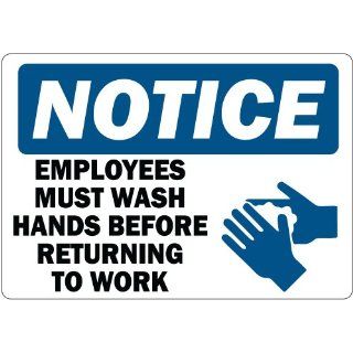 Notice  Employees Must Wash Hands, Set of 3 High Performance Vinyl, Safety Signs, Labels, Decals 3.5" x 5" Industrial Warning Signs