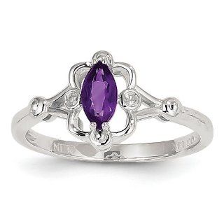 14k White Gold Purple Amethyst Diamond Ring: Jewelry