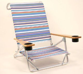 Telescope 541 Mini Sun Chaise with Cup Holder Beach Chairs   649 Atlantic Blue Stripe : Patio Lounge Chairs : Patio, Lawn & Garden