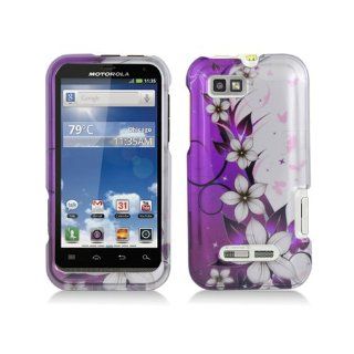 Purple Silver Flower Hard Cover Case for Motorola Defy XT XT556 XT557 XT557D: Cell Phones & Accessories