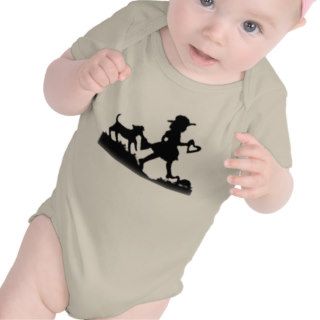 Little Girl with Dog and Heart walking silhouette Tshirt