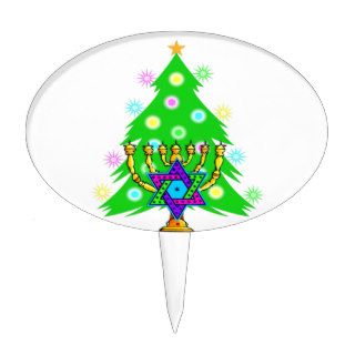 Chanukah Menorah Christmas Tree Cake Topper