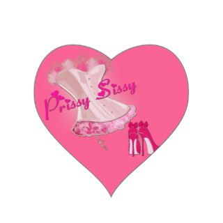 PRISSY SISSY   Pink Feathered Corset Heart Stickers