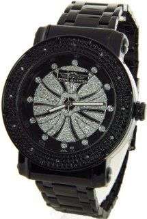 Mens King Master Genuine Diamond Watch Black Case Metal Band w/ 2 Interchangeable Watch Bands #KM 544: King Master: Watches