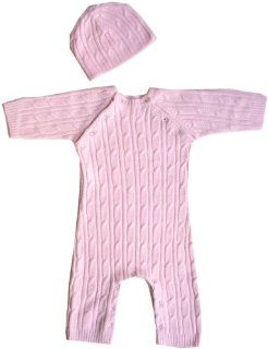 Tadpoles Cable Knit Romper and Hat Set, 3 6 Month, Pink : Infant And Toddler Rompers : Baby