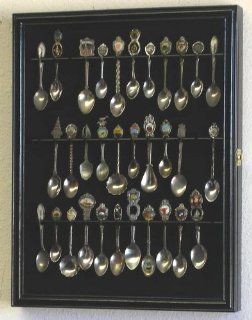 36 Spoon Display Case Cabinet Holder Rack Wall Mounted  Black Finish  