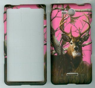 PINK REAK TREE BUCK DEER HUNTER NEW CAMO FACEPLATE PROTECTOR HARD RUBBERIZED CASE FOR LG OPTIMUS EXCEED VS840PP / LUCID 4G VS840 VERIZON PREPAID SNAP ON: Cell Phones & Accessories