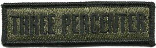 Three Percenter Tactical Morale Patch   Olive Drab by Gadsden and Culpeper 