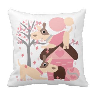 Pink Playful Puppies Pillow