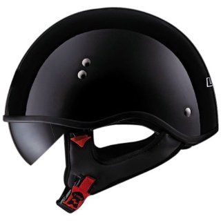 LS2 Helmets HH566 "A" Half Helmet with Sun Visor (Solid Gloss Black, Large): Automotive