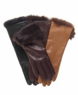 Fratelli Orsini Women's Italian Rabbit Fur Cuff Winter Leather Gloves Size 6 1/2 Color Black at  Womens Clothing store