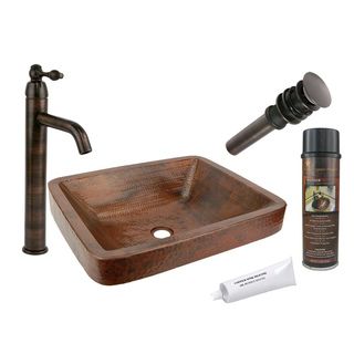Premier Copper Products VREC19SKDB Single Handle Vessel Faucet Package Sink & Faucet Sets