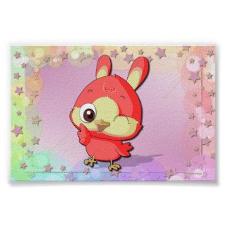 Cute Red Bird Funny Cartoon Character Poster