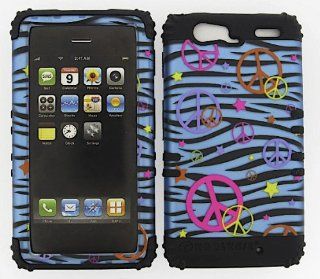 Case For Motorola Droid Razr Maxx XT913 Hard Black Skin+Peace Blue Zebra Snap Cell Phones & Accessories