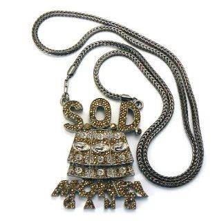 SOULJA BOY S.O.D. Money Gang Pendant w/Bk Franco Hematite/Gold MP554HEG: Jewelry