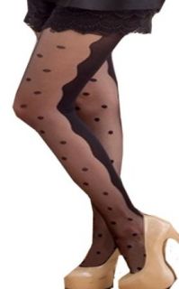 Sexy Sheer & Opaque Lace Black Polka Dots Pantyhose Hosiery Tights: Clothing
