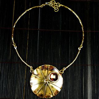 Brass and Topaz Sunburst Necklace (South Africa) Global Crafts Necklaces