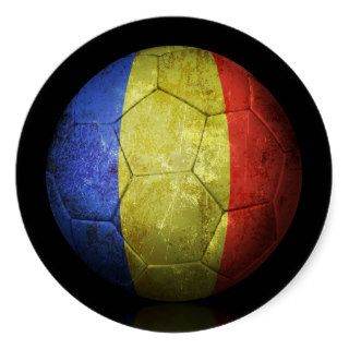 Worn Romanian Flag Football Soccer Ball Stickers