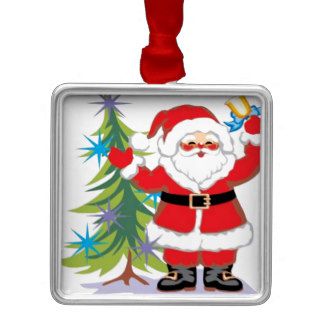 Merry Christmas, Santa Claus, Christmas Tree Christmas Ornament