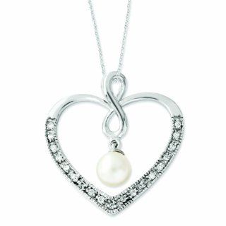Sentimental Expressions My Friend Heart Infinity Symbol Necklace 18" Sterling Silver 925 Cubic Zirconia CZ Freshwater FW Cultured Pearl Inspirational Jewelry Includes Poem: Jewelry