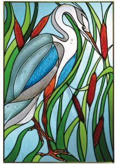 Bird Great Blue Heron, V 577 Art Glass : Stained Glass Window Panels : Everything Else