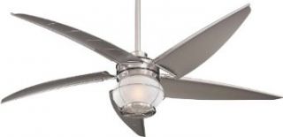 Minka Aire F579 L BNW, Magellan Brushed Nickel 60" Outdoor Ceiling Fan with Light & Wall Control   Electric Household Fans  
