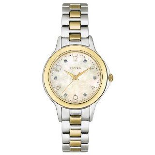 Timex Women's T2M579 Diamond Accented Two Tone Stainless Steel Bracelet Watch: Watches