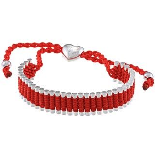 La Preciosa Silverplated Heart and Beads Friendship Bracelet La Preciosa Fashion Bracelets