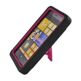 Eagle Cell PANK810SPSTHPKBK Advanced Rugged Armor Hybrid Combo Case with Kickstand for Nokia Lumia 810   Retail Packaging   Hot Pink/Black: Cell Phones & Accessories