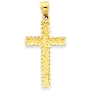 14k Gold Diamond cut Cross Pendant: Jewelry