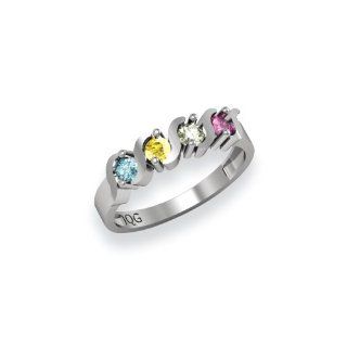 14k White Gold Polished 4 Stone Mothers Ring Mounting: Four Stone Mother Ring: Jewelry