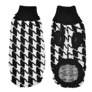 Winter White Black Rhombus Print Knit Yorkie Poodle Clothing Puppy Sweater S : Pet Supplies