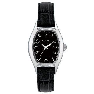 Timex Women's T2M586 Diamond Accented Black Strap Stainless Steel Bracelet Watch: Watches