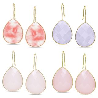 Miadora Yellow plated Synthetic Gemstone Hook Earrings Miadora Gemstone Earrings