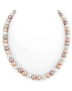 8 9mm Round Freshwater Multicolor Cultured Pearl Necklace, 51 Inch Rope Length   AAA Quality: Jewelry