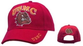 MARINE   USMC Bulldog   Military Gear   Red Baseball Cap / Hat One Size Fits Most: Clothing