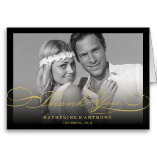 Simple Stylish Thank You Script Wedding Photo Card