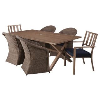 Outdoor Patio Furniture Set: Threshold 7 Piece Navy Blue Aluminum and Wicker