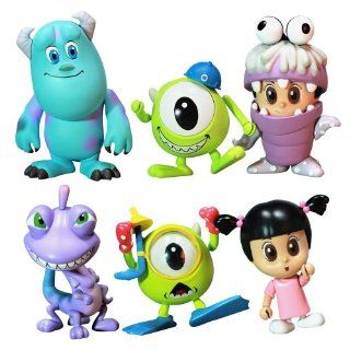 Monsters, Inc. Hot Toys 3 Inch Mini Cosbaby Set of 6 Figures [Mike, Sulley, Boo, Randall, Boo Monster Ver. & Mike Diver Ver.]: Toys & Games