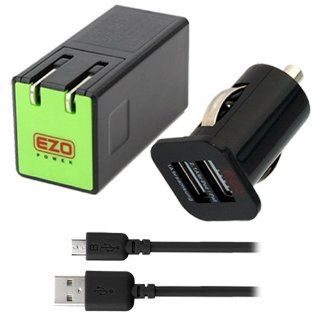 EZOPower 3.1A 15W Dual Port USB Travel Wall Charger Adapter + 2 Port USB Car Charger Adapter + 6 Ft Micro USB Cable for Samsung Galaxy S5, Galaxy Note 3, Galaxy Mega 6.3, Galaxy S IV / S4, HTC Desire / Desire 601, One Max,One Mini and more Cellphone Smartp