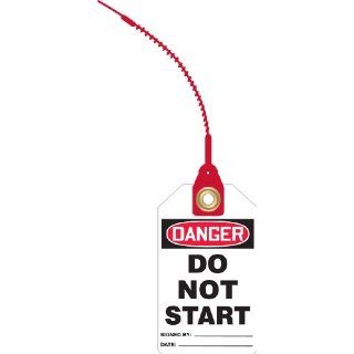 Accuform Signs TAK603 RP Plastic Loop 'n Lock Tie Tag, Legend "DANGER DO NOT START" with 8" Strap, 3 1/4" Width x 5 3/4" Height, Red/Black on White (Pack of 10): Lockout Tagout Locks And Tags: Industrial & Scientific