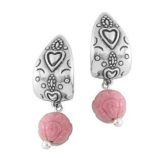 Carolyn Pollack Sterling Silver and Rodeo Romance Pink Rhodonite Bead Drop Earrings: Jewelry