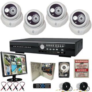 Evertech 4 Channel Surveillance Security H.264 STAND ALONE EAGLE EYE REAL TIME CCTV DVR Camera System with 4 Dome 700 TVL 2.8mm Lens CCD Cameras 1TB HDD LCD Monitor  Complete Surveillance Systems  Camera & Photo