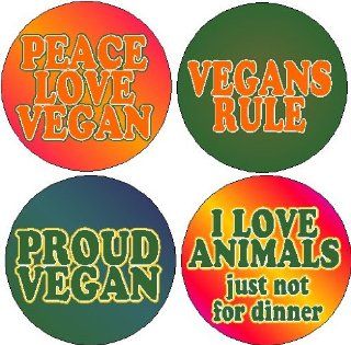 Set of 4 VEGAN Themed 1.25" Pinback Buttons Badges / Pins   Vegans: Everything Else