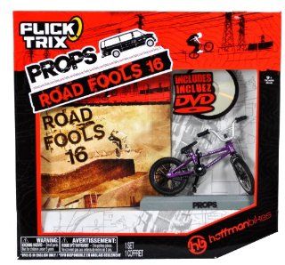 Spinmaster Flick Trix Fingerbike "Real Bikes, Unreal Tricks" BMX Bicycle Miniature Set   HOFFMAN BIKES with Display Base and DVD Props "Road Fools 16": Toys & Games