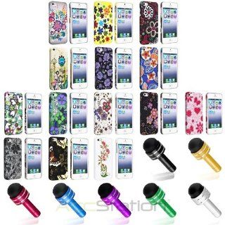 XMAS SALE Hot new 2014 model Color Flower Stylish Hard Rubber Case+Dust Cap Pen For iPhone 5 5S 5G 5th GenCHOOSE COLOR Cell Phones & Accessories