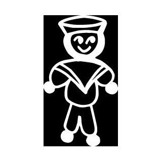 Navy male sailor dad son Stick Figure Family stick em up White vinyl Die Cut vinyl Decal sticker for any smooth surface 