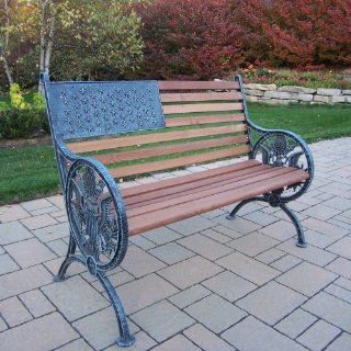 Proud American Wood and Cast Iron Park Bench Finish: Verdi Grey : Outdoor Benches : Patio, Lawn & Garden