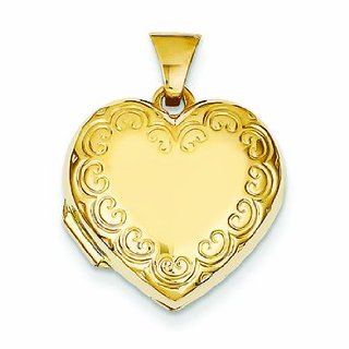 Genuine 14K Yellow Gold Domed Heart Locket 1 Grams Of Gold 100% Satisfaction Guaranteed.: Locket Necklaces: Jewelry