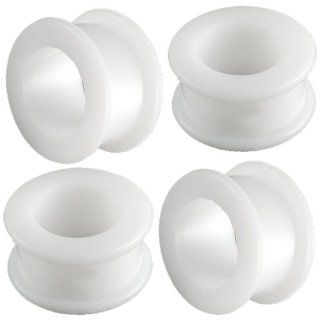 11/16 inches (18.0mm)   White Implant grade silicone Double Flared Flare Tunnels Ear Plugs Earlets SI 01 wholesale Lot AAHN   Ear stretched Stretching Expanders Stretchers bulk  Pierced Body Piercing Jewelry   Set of 4 pieces: Jewelry